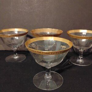 Tiffin Franciscan Gold Rim Dessert/Sherbet/Champagne, Set of 4